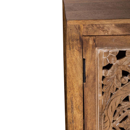Marisol 74 Inch 4 Door Accent TV Stand in Weathered Honey