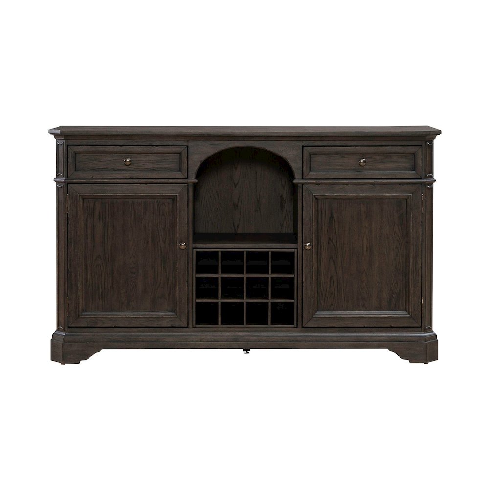 Grant Park Dining Room Wine Rack Buffet  - White Oak Veneers -  Cappuccino Brown
