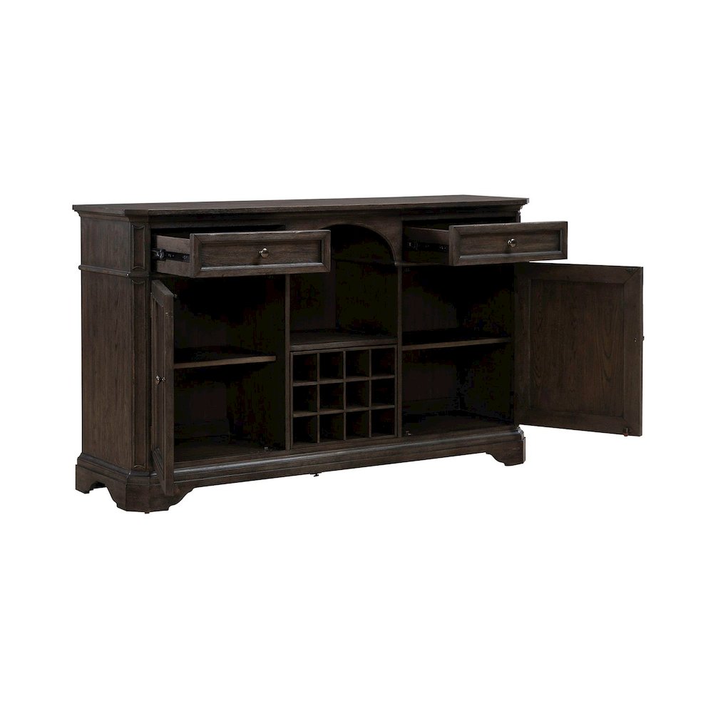 Grant Park Dining Room Wine Rack Buffet  - White Oak Veneers -  Cappuccino Brown