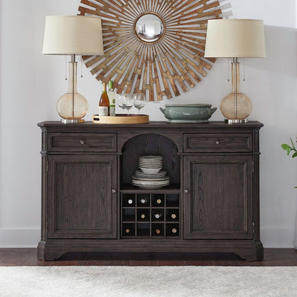 Grant Park Dining Room Wine Rack Buffet  - White Oak Veneers -  Cappuccino Brown