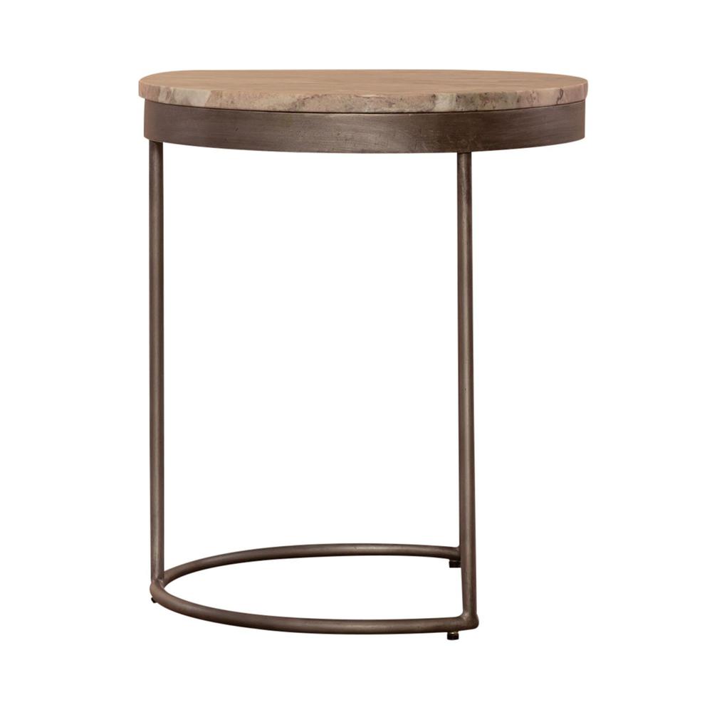 Eclipse Nesting Tables in Graystone Marble Topw/ Pewter Metal