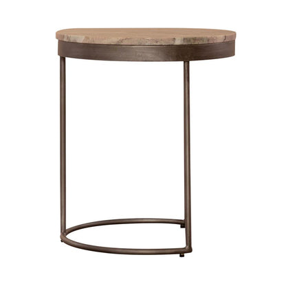 Eclipse Nesting Tables in Graystone Marble Topw/ Pewter Metal