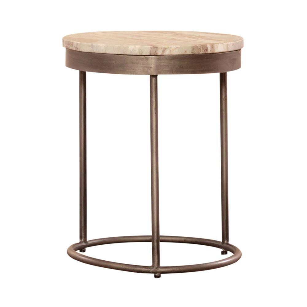 Eclipse Nesting Tables in Graystone Marble Topw/ Pewter Metal
