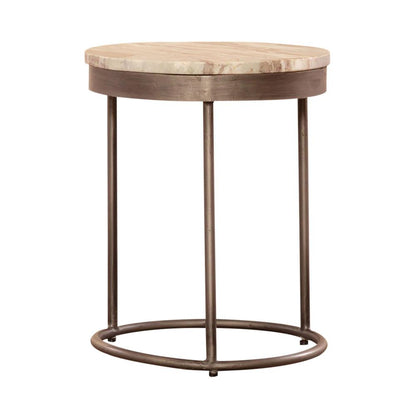 Eclipse Nesting Tables in Graystone Marble Topw/ Pewter Metal