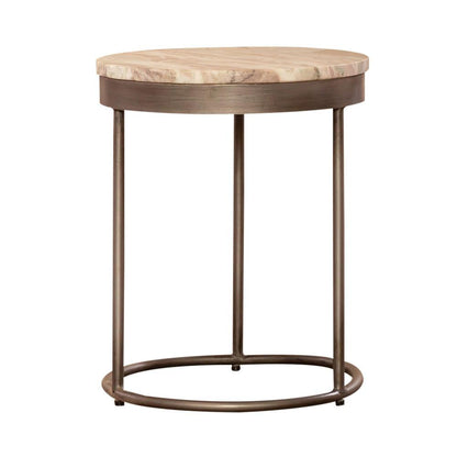 Eclipse Nesting Tables in Graystone Marble Topw/ Pewter Metal