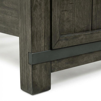 Rock Beaten Brown Panel Headboard with Saw Cuts Rustic Solid Wood Design