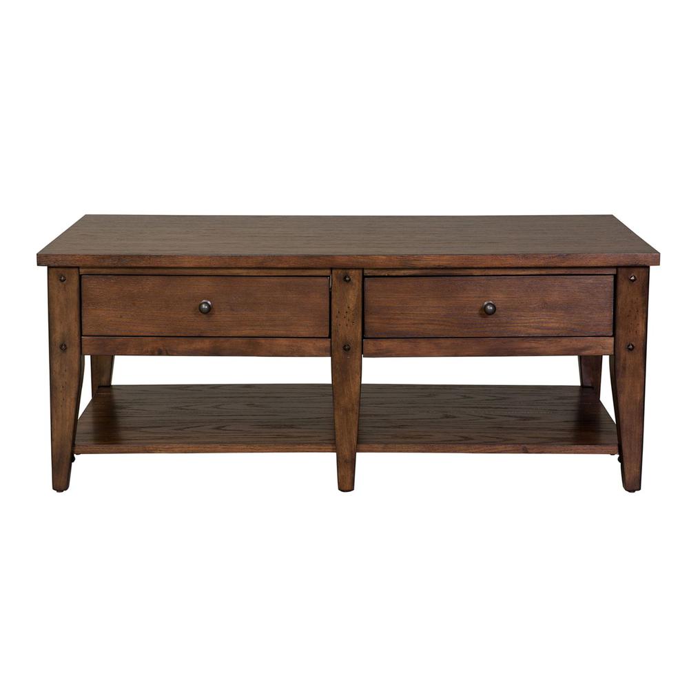 Lake House Cocktail Table in Rustic Brown Oak