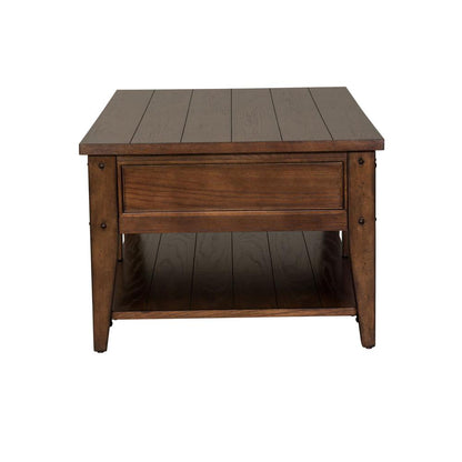 Lake House Cocktail Table in Rustic Brown Oak