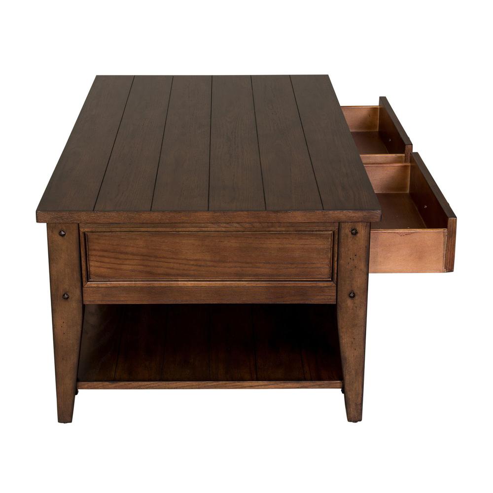Lake House Cocktail Table in Rustic Brown Oak