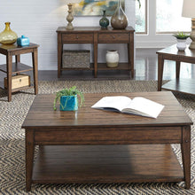 Lake House Lift Top Cocktail Table in Rustic Brown Oak