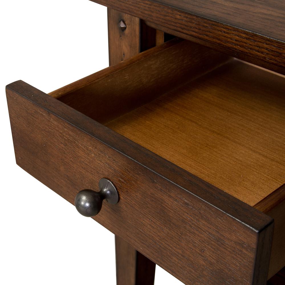 Lake House Chair Side Table in Rustic Brown Oak