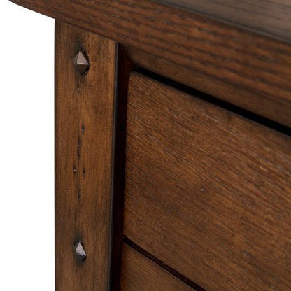 Lake House Chair Side Table in Rustic Brown Oak
