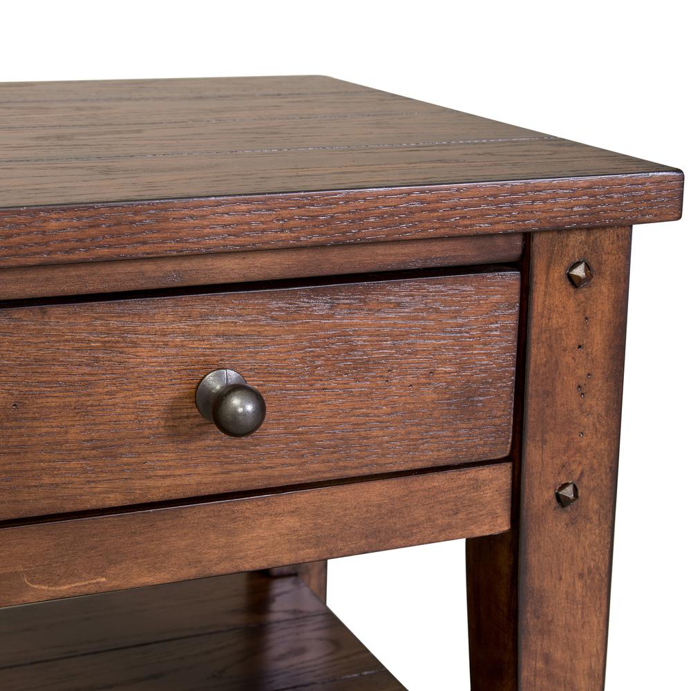 Lake House Chair Side Table in Rustic Brown Oak