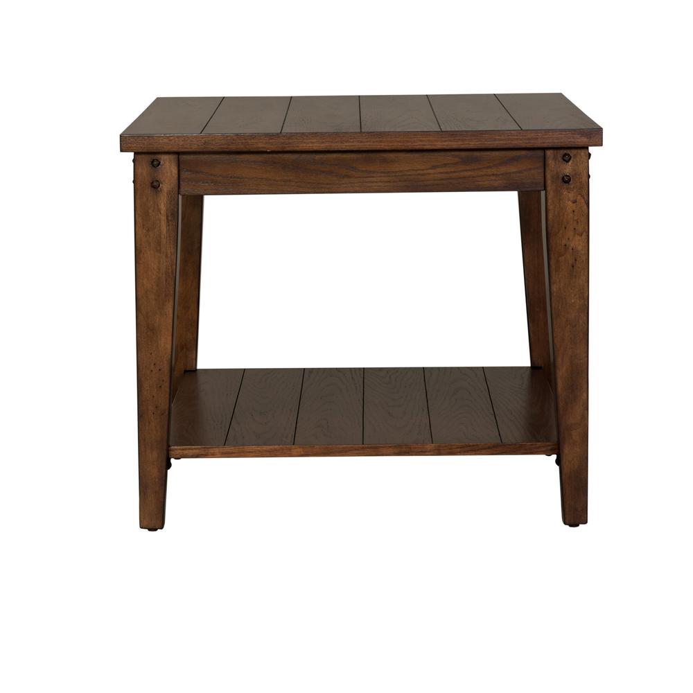 Lake House Square Lamp Table in Rustic Brown Oak