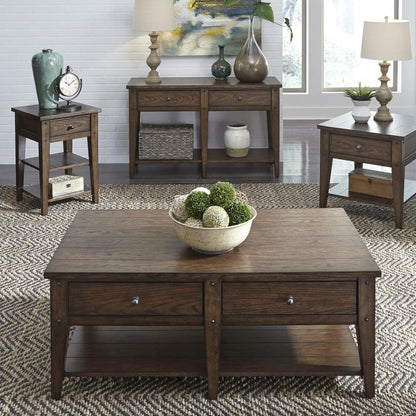 Lake House Sofa Table in Rustic Brown Oak