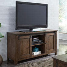 Lake House TV Console in Rustic Brown Oak