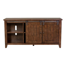 Lake House TV Console in Rustic Brown Oak