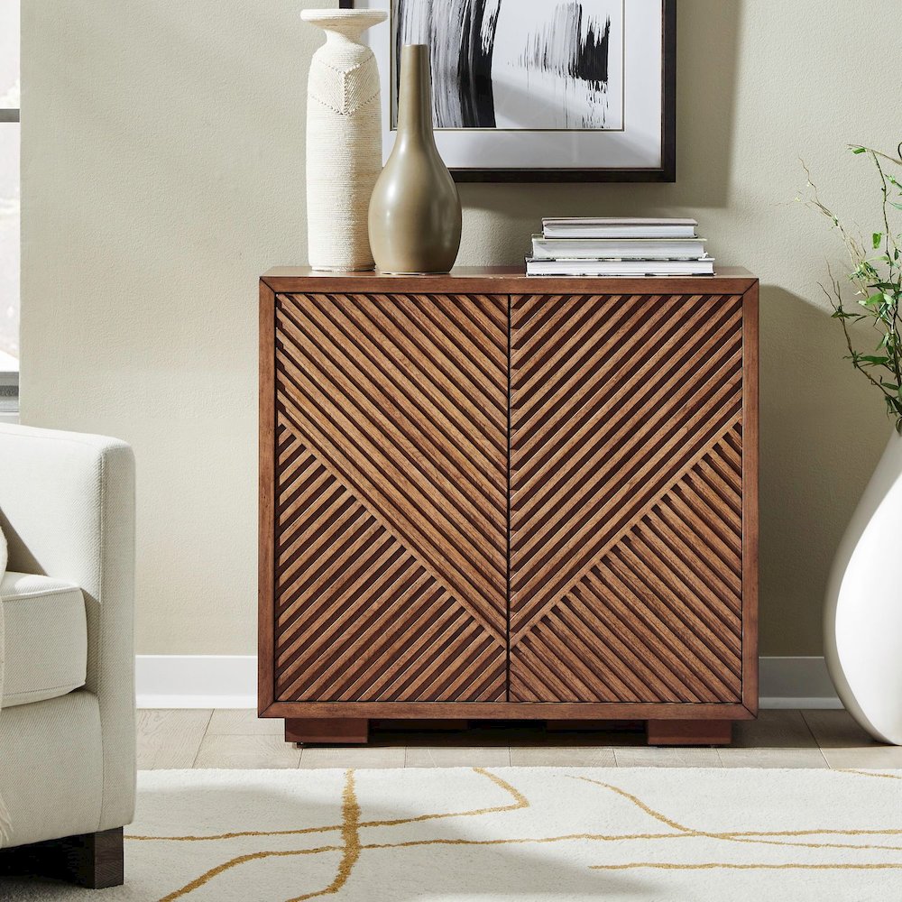 Easton Storage 2 Door Accent Cabinet Modern Design - Urban Bronze Walnut Wood