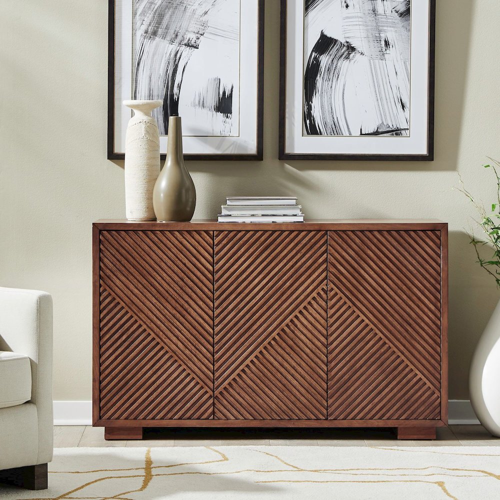 Easton Storage 3 Door Accent Cabinet Modern Design - Urban Bronze Walnut Wood