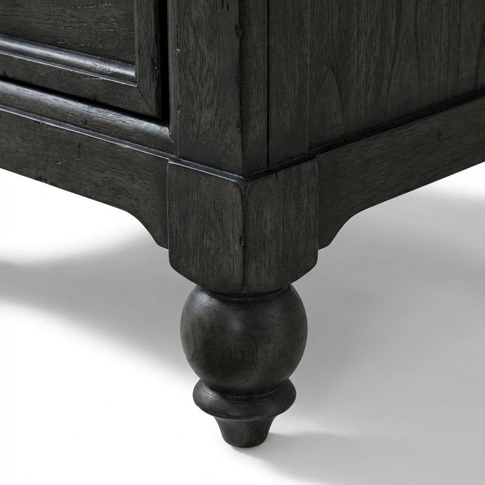 Black Nightstand with Charging Station and Traditional Style for Bedroom Storage