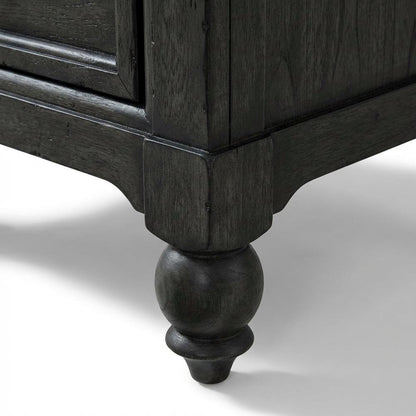 Black Nightstand with Charging Station and Traditional Style for Bedroom Storage
