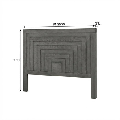 Dusty Charcoal Panel Headboard, Heavy Distressing, Solid Wood Farmhouse Design