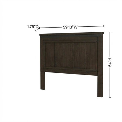 Rock Beaten Brown Headboard with Saw Cuts Rustic Solid and Manufactured Wood