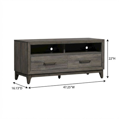 Contemporary Driftwood Gray TV Console in Solid and Manufactured Wood