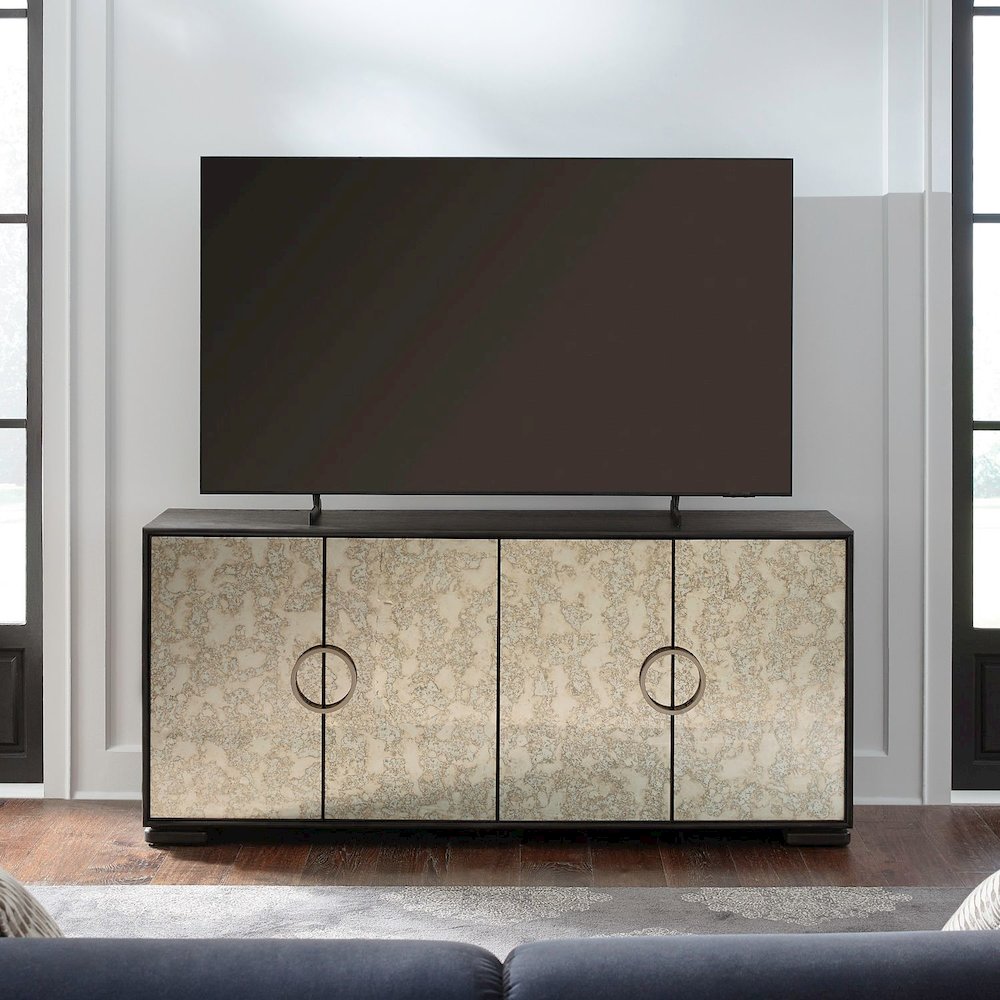 Barlowe 4 Door Accent Cabinet  - Cappuccino & Mirrored Glass