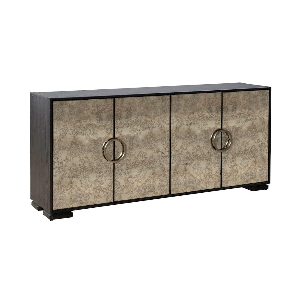 Barlowe 4 Door Accent Cabinet  - Cappuccino & Mirrored Glass