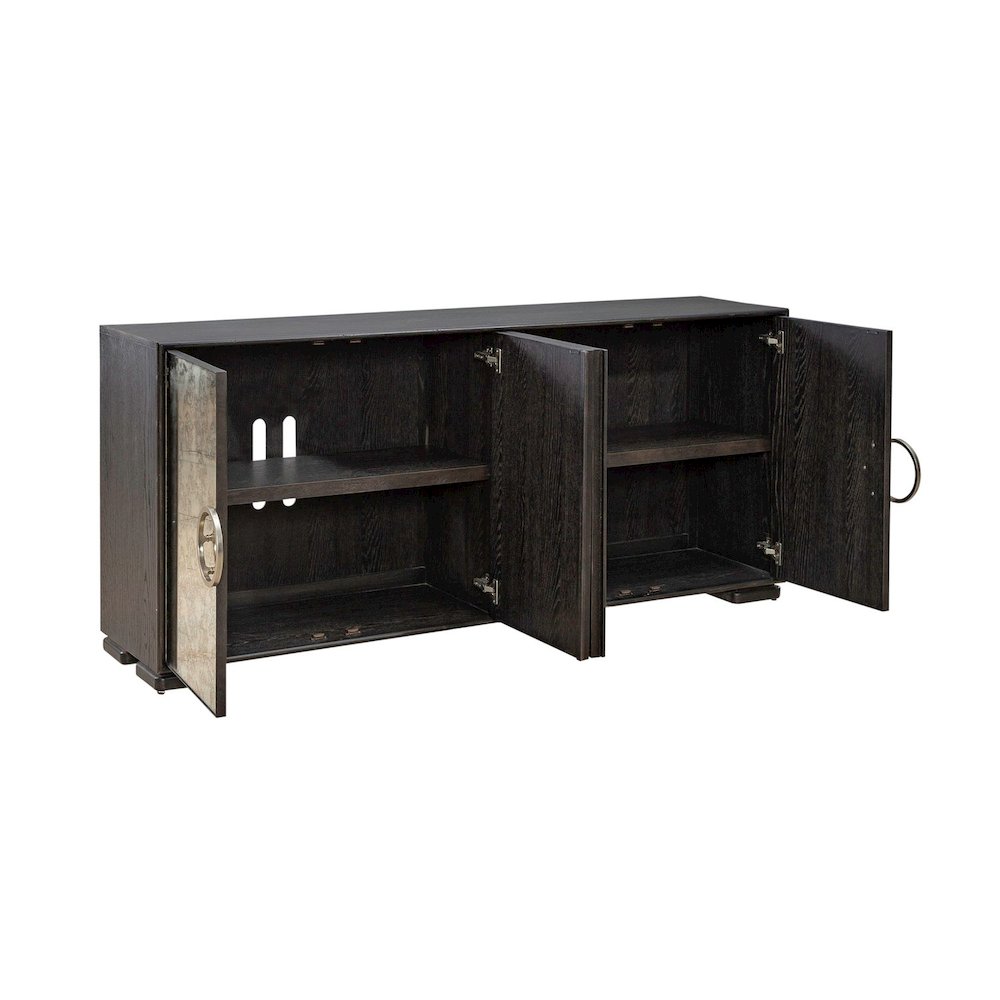 Barlowe 4 Door Accent Cabinet  - Cappuccino & Mirrored Glass
