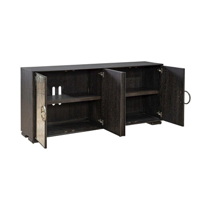 Barlowe 4 Door Accent Cabinet  - Cappuccino & Mirrored Glass