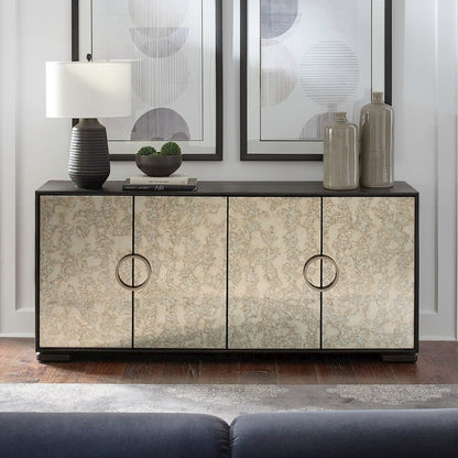 Barlowe 4 Door Accent Cabinet  - Cappuccino & Mirrored Glass
