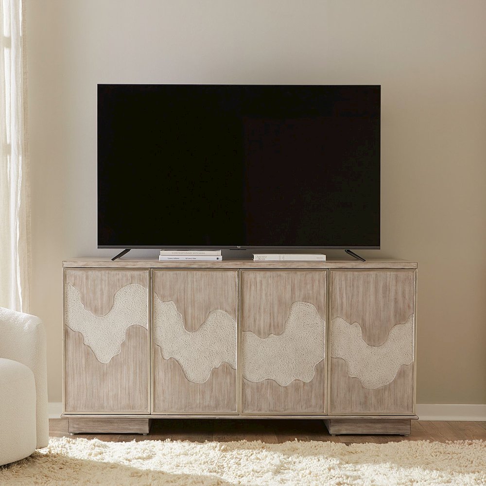 Terrace Storage 4 Door Accent Cabinet Eclectic Natural Wood Design - Grey Brown