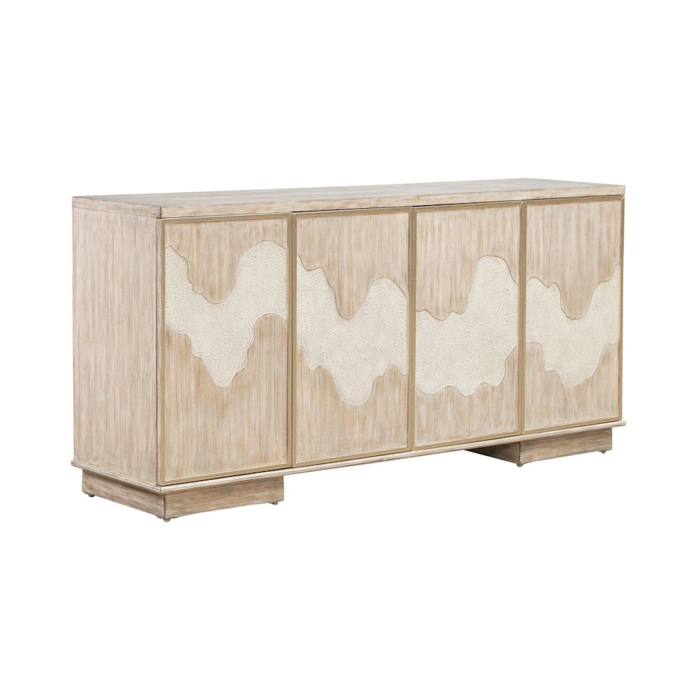 Terrace Storage 4 Door Accent Cabinet Eclectic Natural Wood Design - Grey Brown