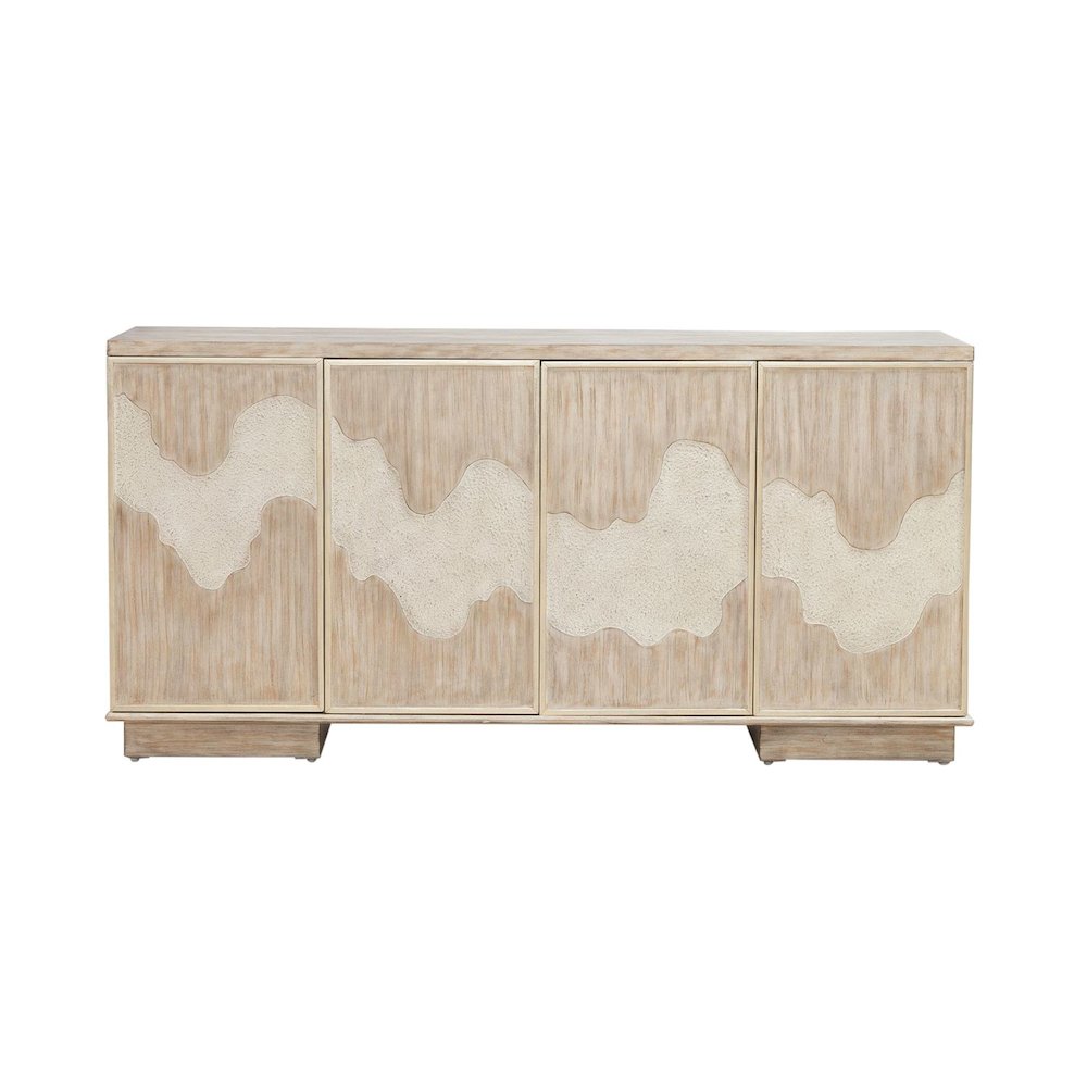 Terrace Storage 4 Door Accent Cabinet Eclectic Natural Wood Design - Grey Brown