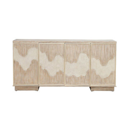 Terrace Storage 4 Door Accent Cabinet Eclectic Natural Wood Design - Grey Brown