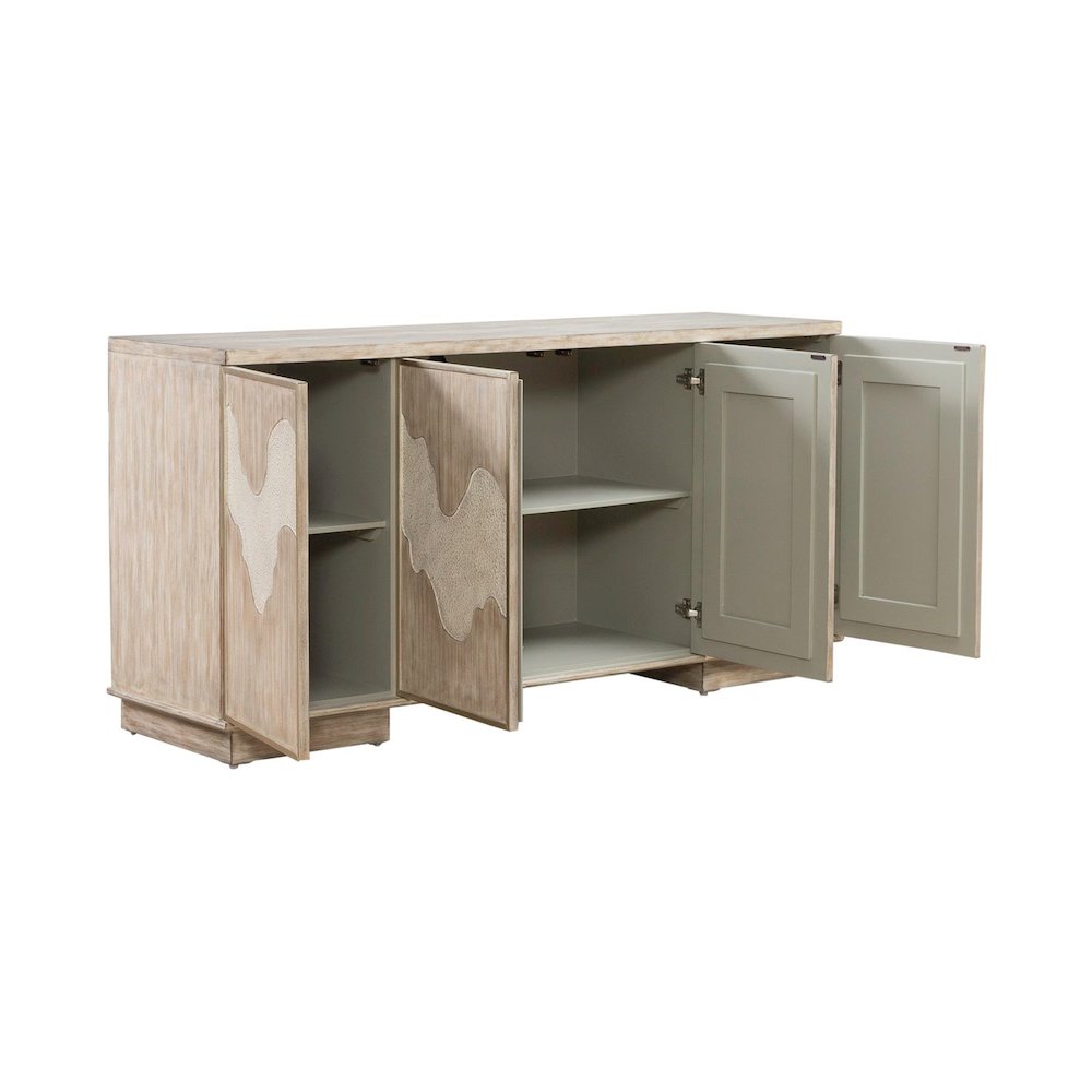 Terrace Storage 4 Door Accent Cabinet Eclectic Natural Wood Design - Grey Brown