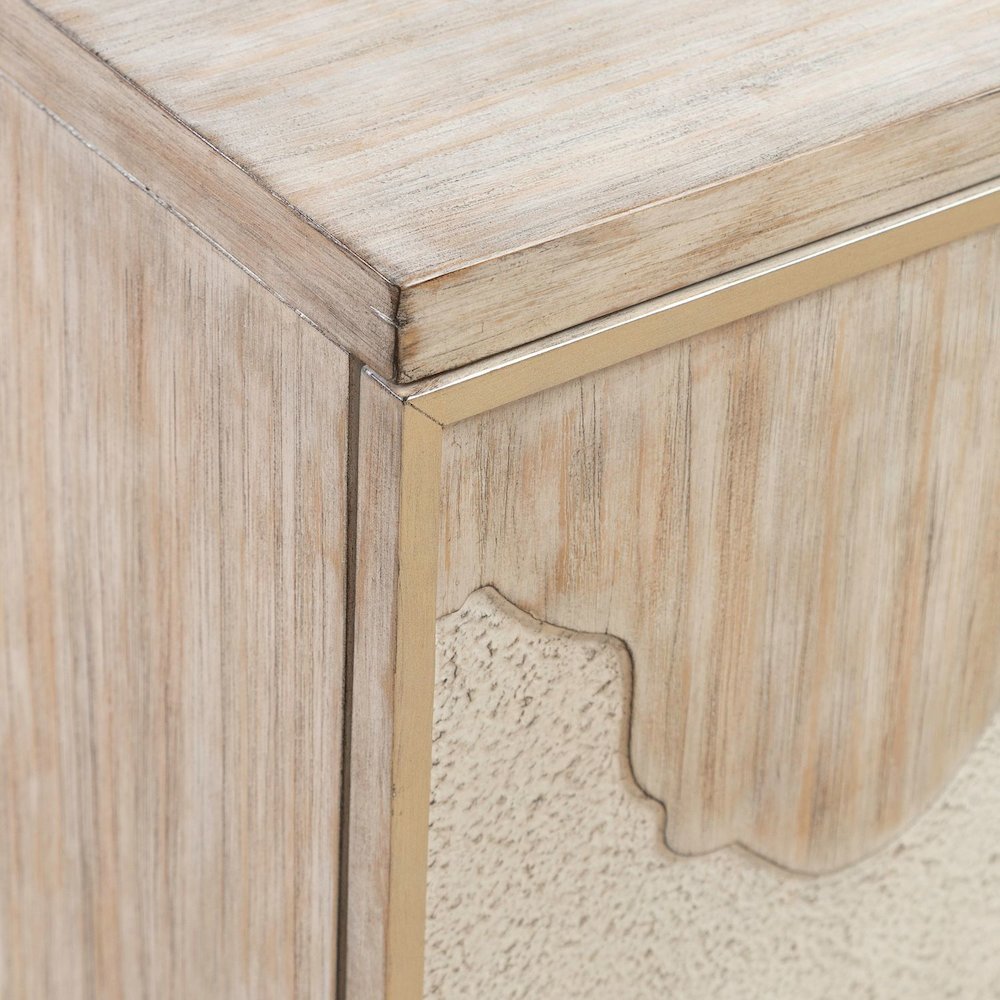 Terrace Storage 4 Door Accent Cabinet Eclectic Natural Wood Design - Grey Brown
