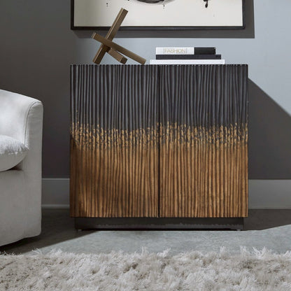 Fiore Storage 2 Door Accent Cabinet Eclectic Dancing Gold Flame - Satin Espresso