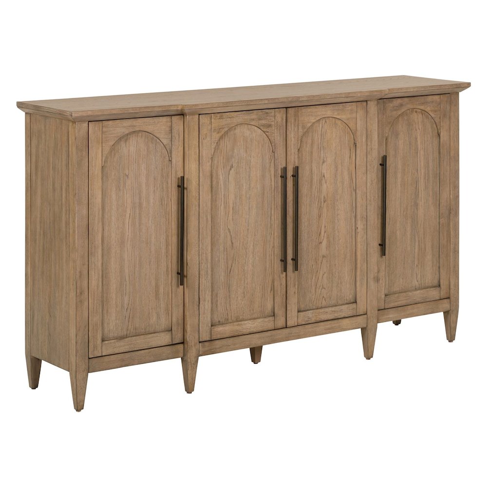 Pavilion 4 Door Accent Cabinet - Arched Soft Close Doors - Natural Oak Wood