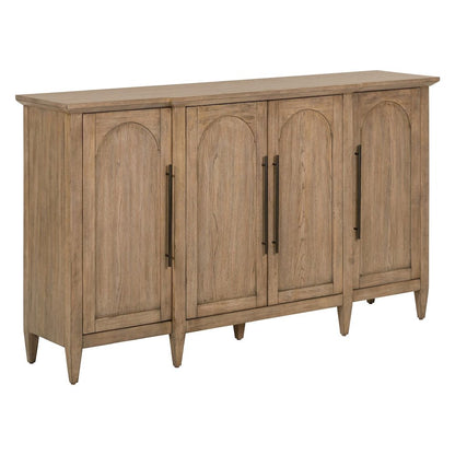 Pavilion 4 Door Accent Cabinet - Arched Soft Close Doors - Natural Oak Wood