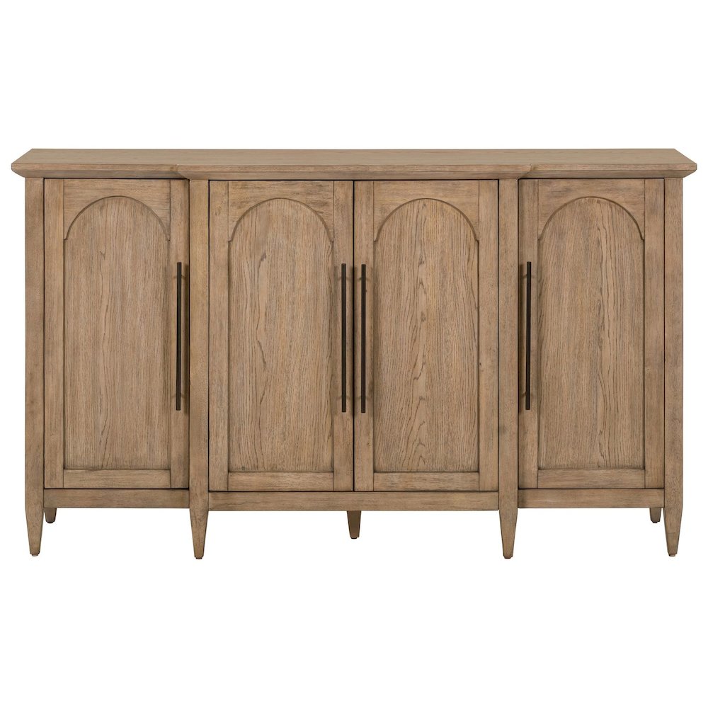 Pavilion 4 Door Accent Cabinet - Arched Soft Close Doors - Natural Oak Wood