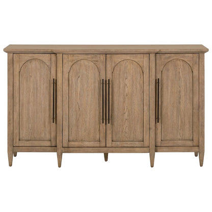 Pavilion 4 Door Accent Cabinet - Arched Soft Close Doors - Natural Oak Wood