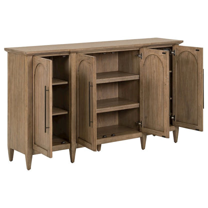 Pavilion 4 Door Accent Cabinet - Arched Soft Close Doors - Natural Oak Wood