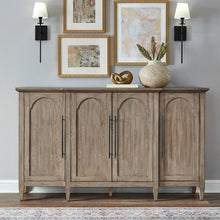 Pavilion 4 Door Accent Cabinet - Arched Soft Close Doors - Natural Oak Wood