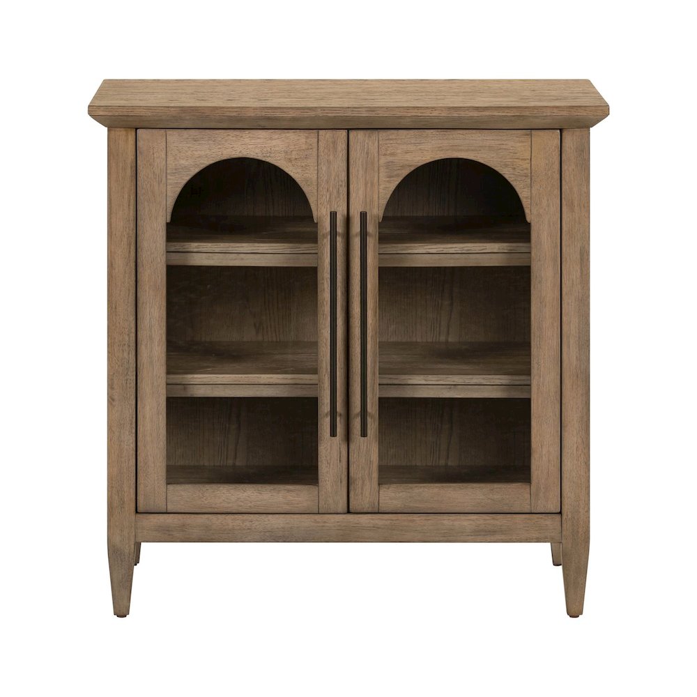 Pavilion 2 Door Accent Cabinet Eclectic Glass Door - Natural Oak Wood