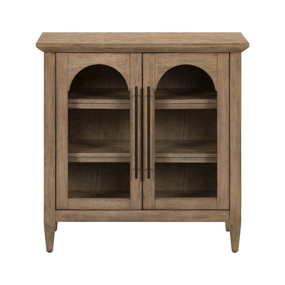 Pavilion 2 Door Accent Cabinet Eclectic Glass Door - Natural Oak Wood