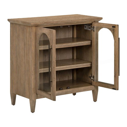 Pavilion 2 Door Accent Cabinet Eclectic Glass Door - Natural Oak Wood