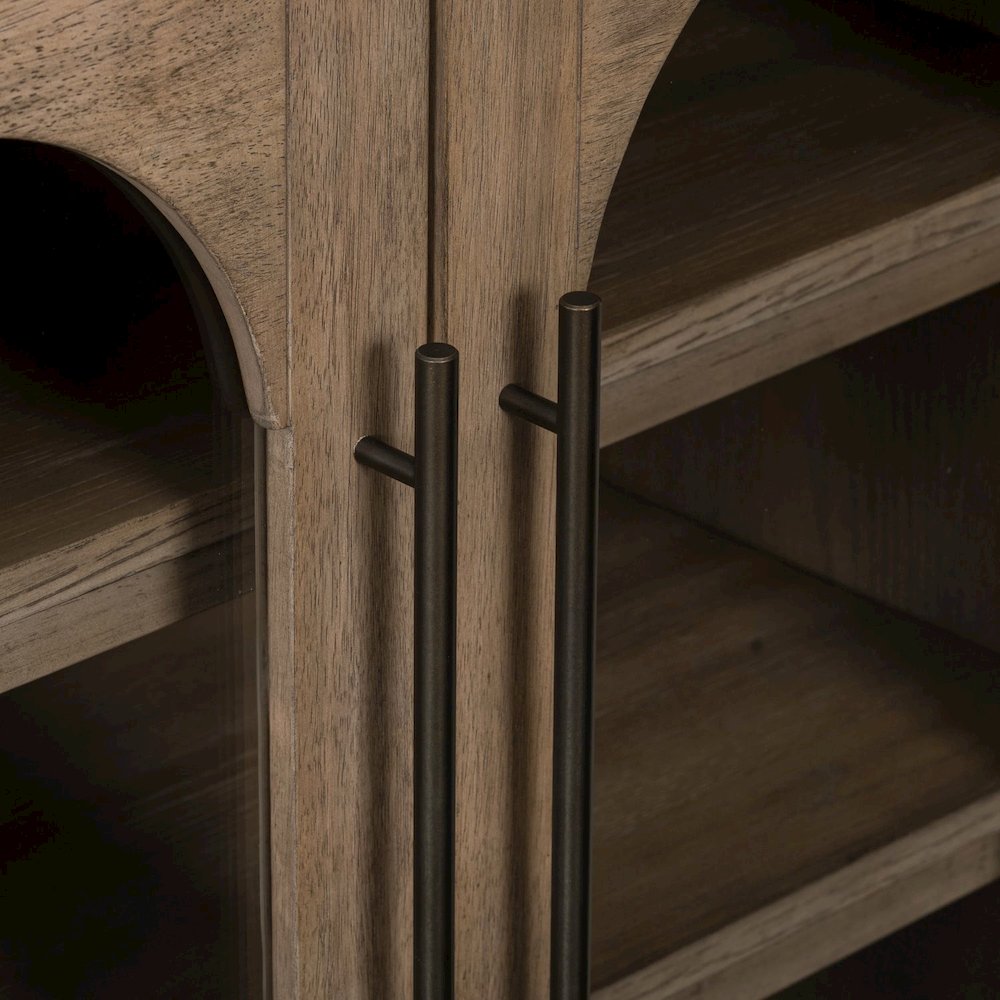 Pavilion 2 Door Accent Cabinet Eclectic Glass Door - Natural Oak Wood